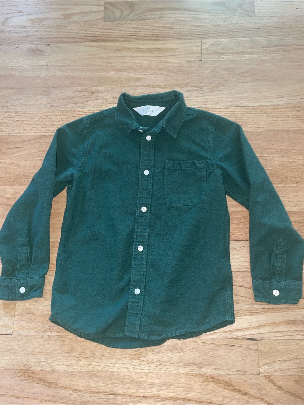 H&M Boys Green Long-Sleeve Button-Down Shirt